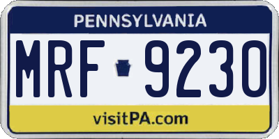 PA license plate MRF9230