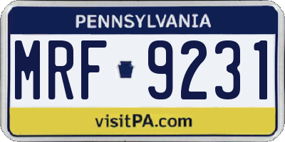 PA license plate MRF9231