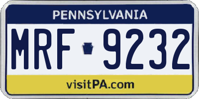 PA license plate MRF9232