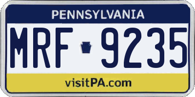 PA license plate MRF9235