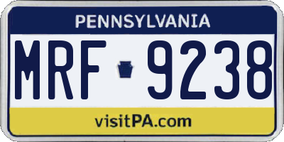 PA license plate MRF9238