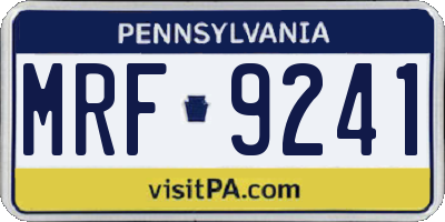 PA license plate MRF9241