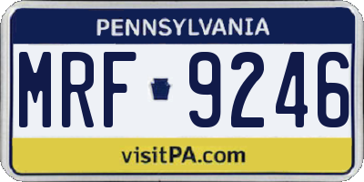 PA license plate MRF9246