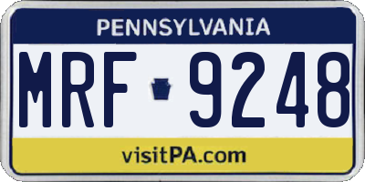 PA license plate MRF9248