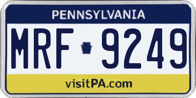 PA license plate MRF9249