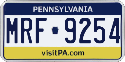 PA license plate MRF9254