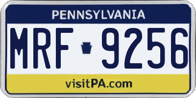 PA license plate MRF9256