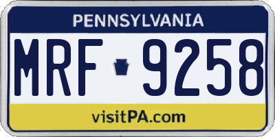 PA license plate MRF9258