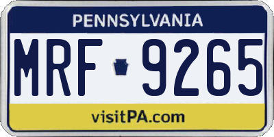 PA license plate MRF9265