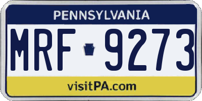 PA license plate MRF9273