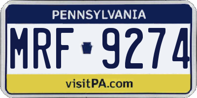 PA license plate MRF9274