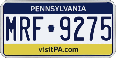 PA license plate MRF9275