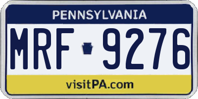 PA license plate MRF9276