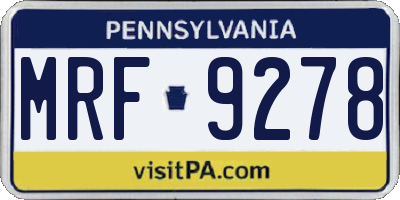 PA license plate MRF9278