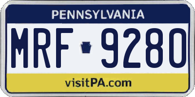 PA license plate MRF9280