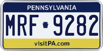 PA license plate MRF9282