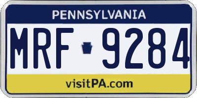 PA license plate MRF9284
