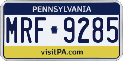 PA license plate MRF9285