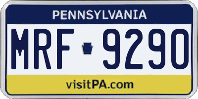PA license plate MRF9290
