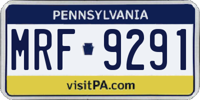 PA license plate MRF9291