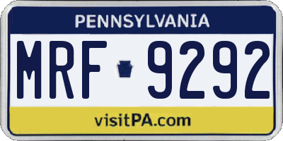 PA license plate MRF9292