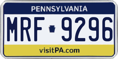 PA license plate MRF9296