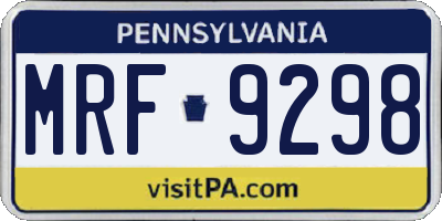 PA license plate MRF9298
