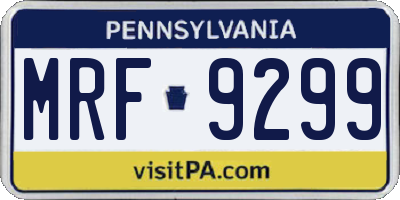 PA license plate MRF9299