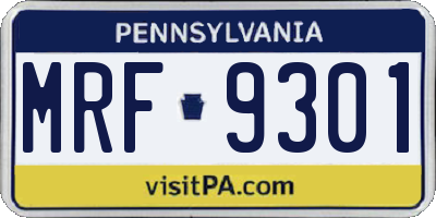 PA license plate MRF9301