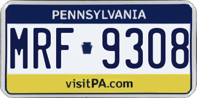 PA license plate MRF9308