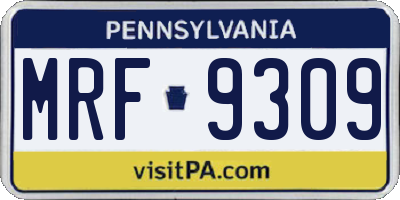 PA license plate MRF9309