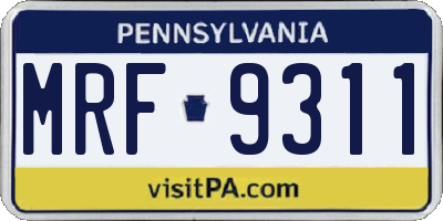 PA license plate MRF9311