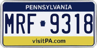PA license plate MRF9318
