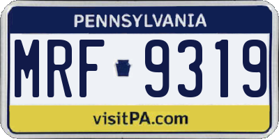 PA license plate MRF9319