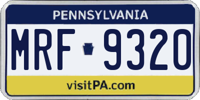 PA license plate MRF9320