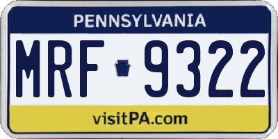 PA license plate MRF9322