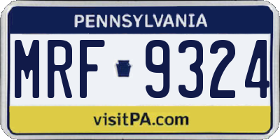 PA license plate MRF9324