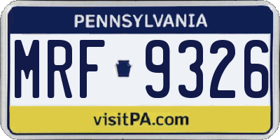 PA license plate MRF9326