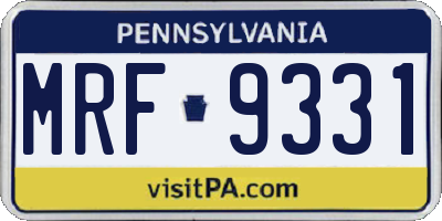PA license plate MRF9331