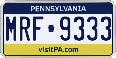 PA license plate MRF9333