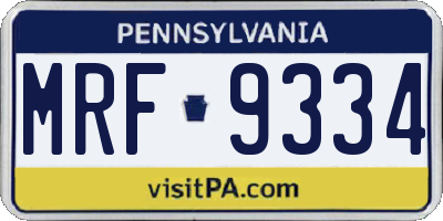 PA license plate MRF9334