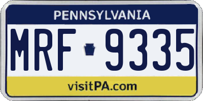 PA license plate MRF9335