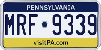 PA license plate MRF9339
