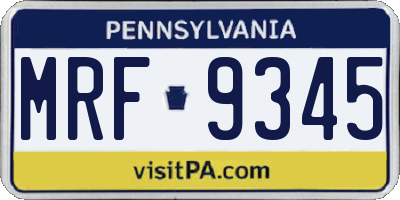 PA license plate MRF9345