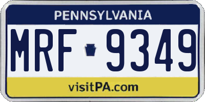 PA license plate MRF9349