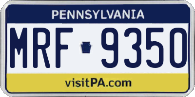 PA license plate MRF9350