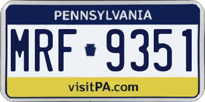 PA license plate MRF9351