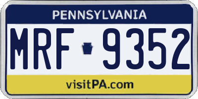 PA license plate MRF9352