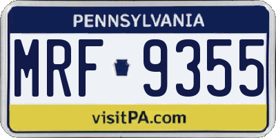PA license plate MRF9355