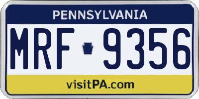 PA license plate MRF9356
